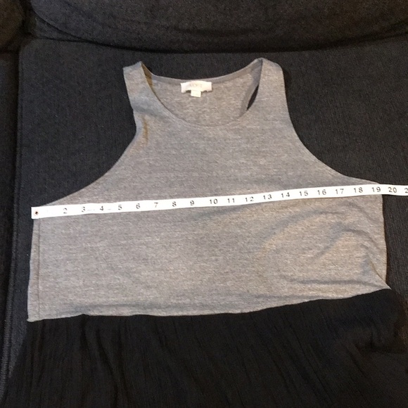 Loft Gray Racerback & Black Gauzy Pleated Skirt Racerback Maxi Dress-XL - Picture 9 of 12
